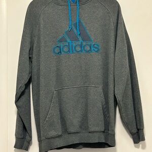 adidas Gray Pullover Hoodie with Teal Logo